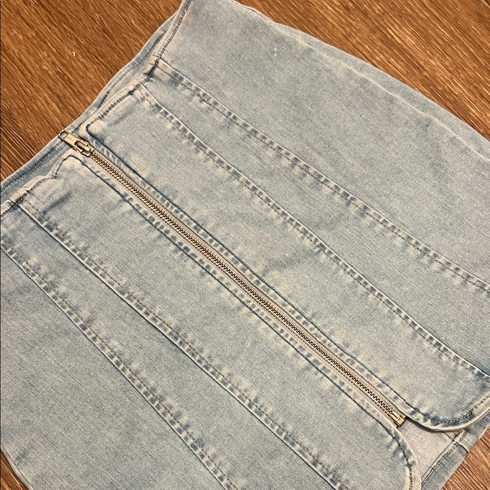 We The Free Light Blue Denim Zip-Front Mini Skirt - Picture 4 of 4